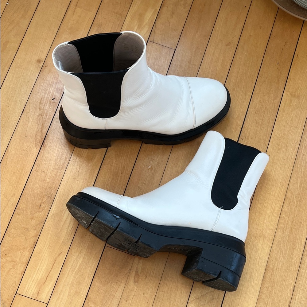 Stuart Weitzman White and Black Ankle Boots